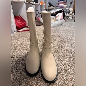 White leather boots